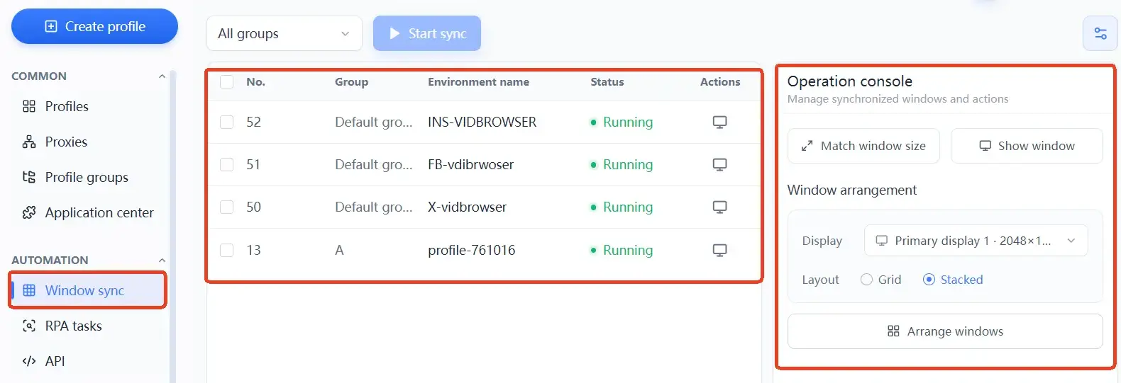 MakoBrowser window sync