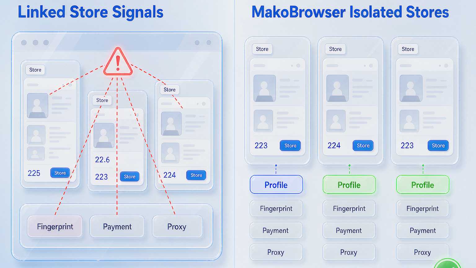 Shared store signals versus MakoBrowser isolated environments