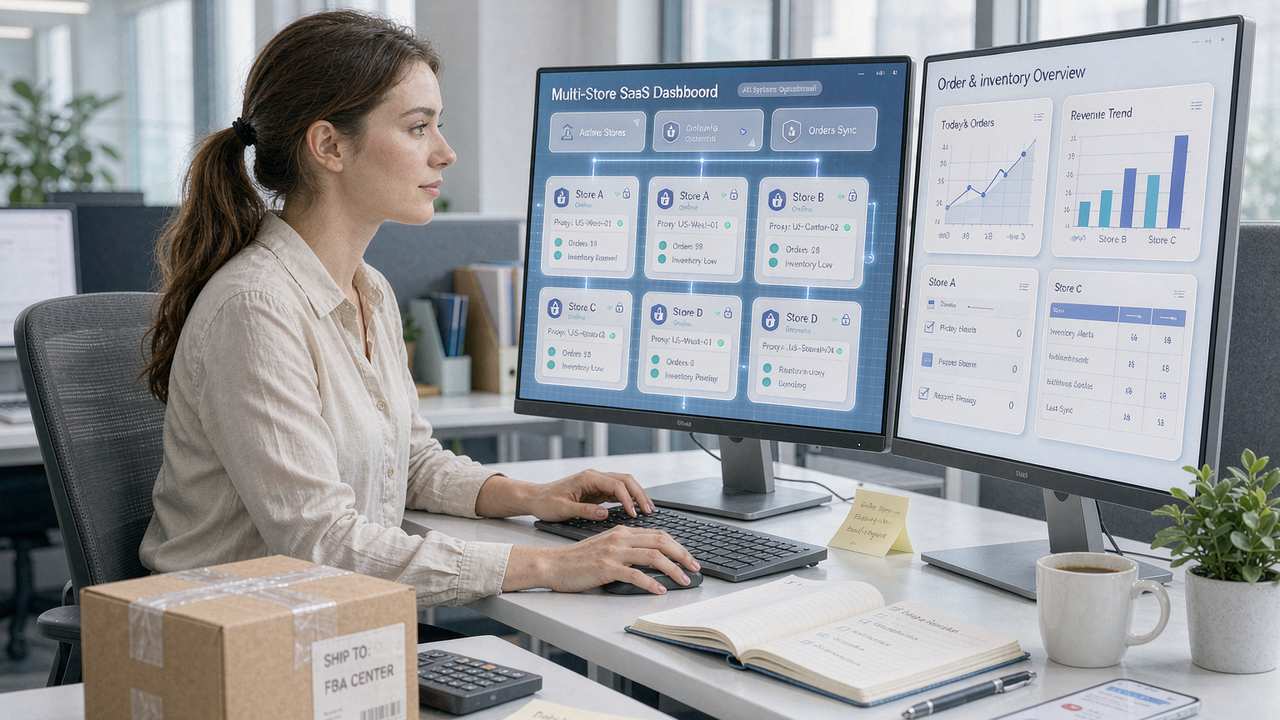 E-commerce specialist managing multiple stores in isolated environments