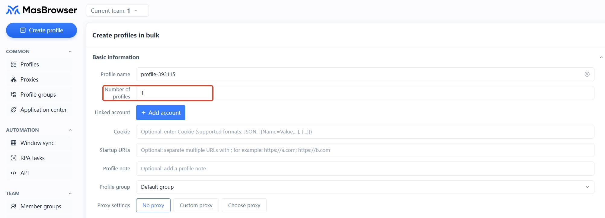 MasBrowser fingerprint browser bulk-create environments