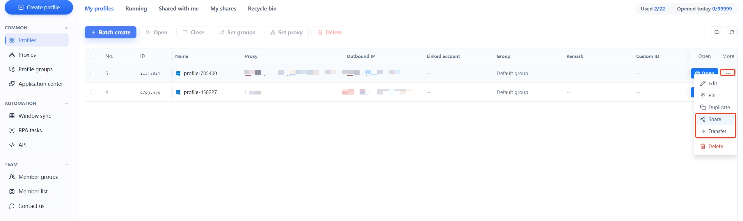 MasBrowser environment management