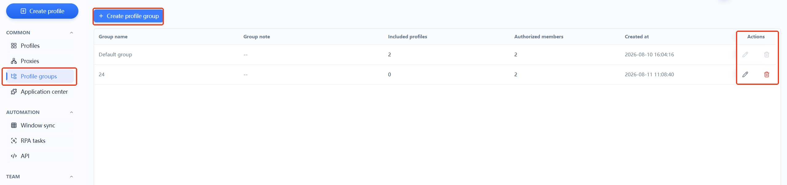 MasBrowser environment groups