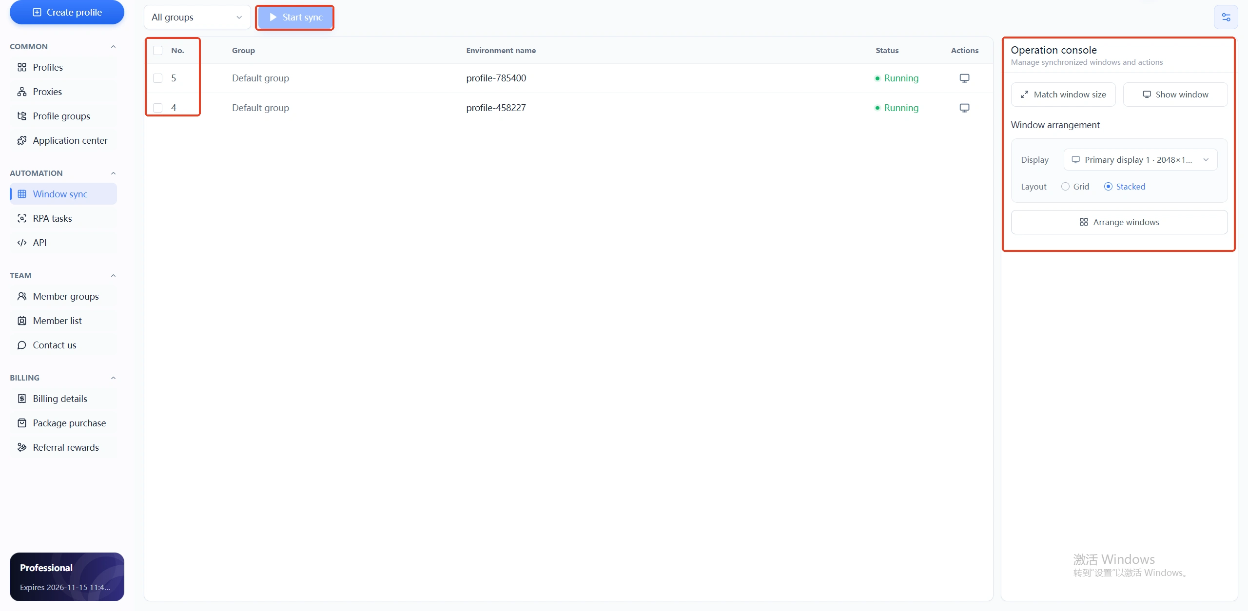 MasBrowser window sync