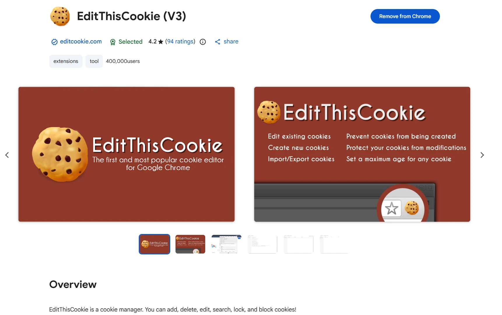 EditThisCookie extension