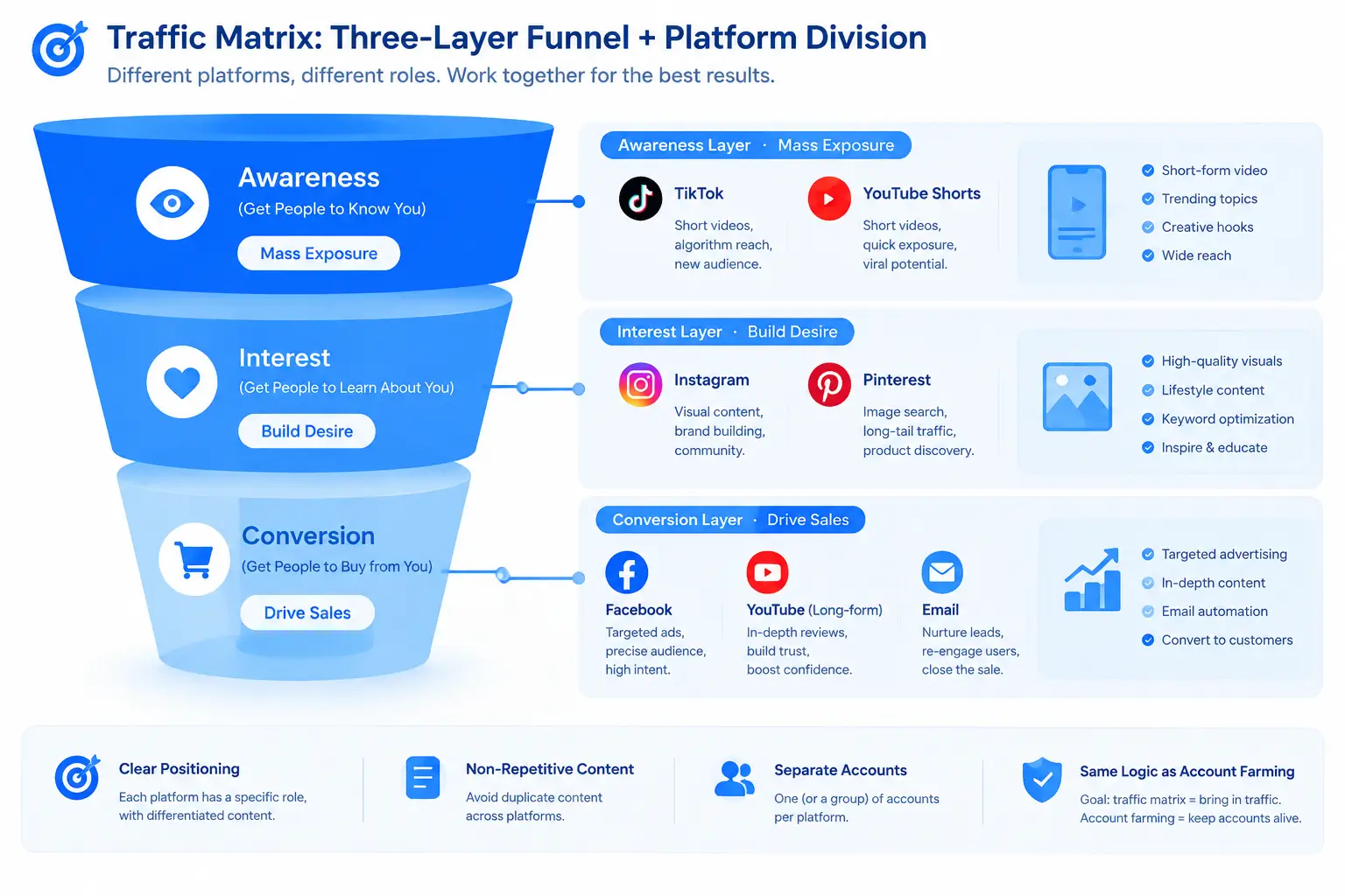 Three-layer funnel of the traffic matrix